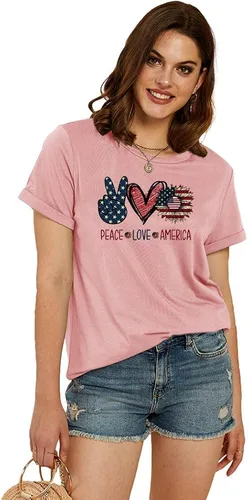 Vista 3 de Cicy Bell Camisetas de verano con estampado de corazón para mujer, estilo casual, manga corta, cuello redondo