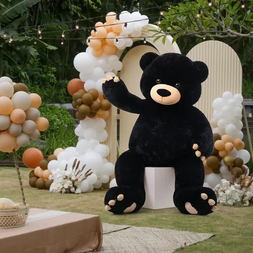 Vista 2 de MorisMos Oso de peluche gigante de 5 pies, 59 pulgadas, oso de peluche negro grande para decoración de fiesta de baby shower, regalo de animal
