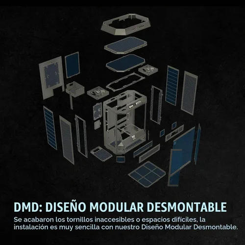 Vista 5 de Thermaltake Carcasa ATX Tower 600 negra de media torre; 3 paneles de vidrio templado; soporte de placa base de conector oculto; ranuras PCI-e