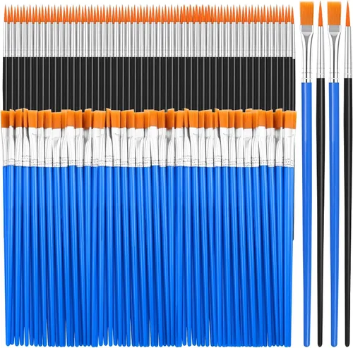 Vista 9 de 70 piezas de pinceles de pintura pequeños, pinceles de punta plana y redonda para niños, pinceles de pelo de nailon para acrílico, acuarela, lienzo