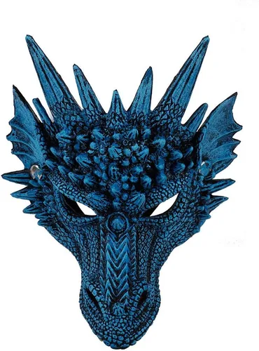 Vista 7 de Himine - Máscara de cosplay de cabeza de dragón para festival, fiesta y Halloween Negro