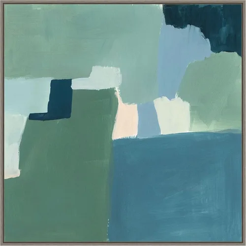 Vista 16 de Amanti Art Lienzo enmarcado para pared, 16 x 16 pulgadas, verde azulado y salvia I de Victoria Barnes, lienzo enmarcado para pared, obras de arte