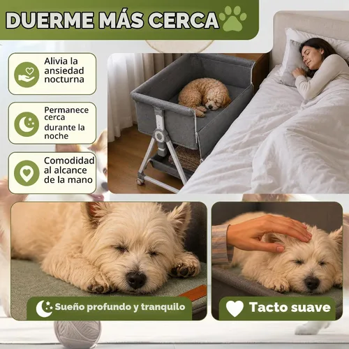 Vista 5 de Bedside Cosleeper - Cama elevada para perros de 27 a 32 pulgadas de altura ajustable, extensión de cama para perro para cama humana