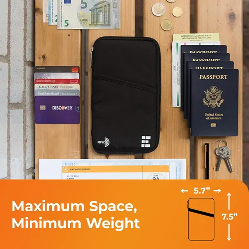 Vista 5 de Zero Grid Passport Wallet - Travel Document Holder wRFID Blocking