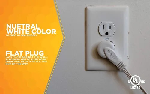 Vista 5 de 2 paquetes. Cable de extensión de enchufe plano blanco de 6 pies, 16/3 conectado a tierra con toma Trinector de 3 salidas, 35178801