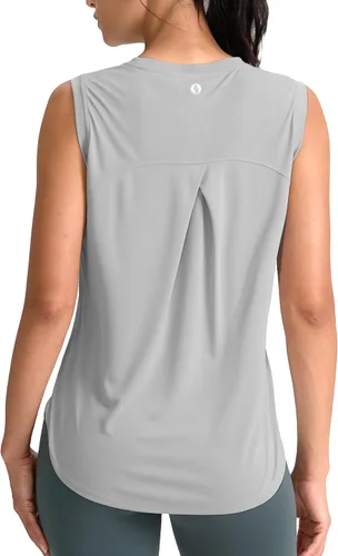 Vista 11 de SANTINY Camiseta sin mangas de entrenamiento para mujer, camiseta atlética Negro
