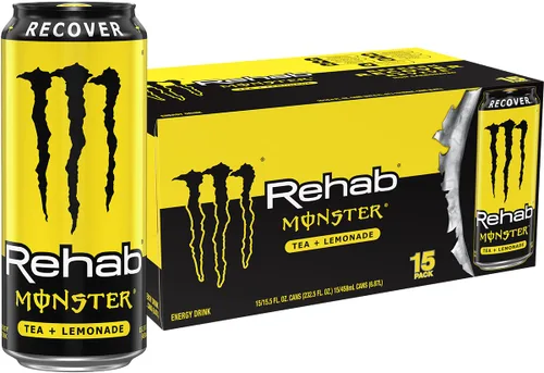 Vista 36 de Monster Energy Rehab Té Verde + Energía, Té Helado Energético, Bebida Energética 15.5 onzas (Paquete de 15) Té helado energético, paquete de 15