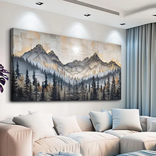 Vista 14 de PHAOHUAXM Pintura abstracta de paisaje de tinta pintura de arte de pared moderna impresión en lienzo natural paisaje arte imágenes de sala de estar