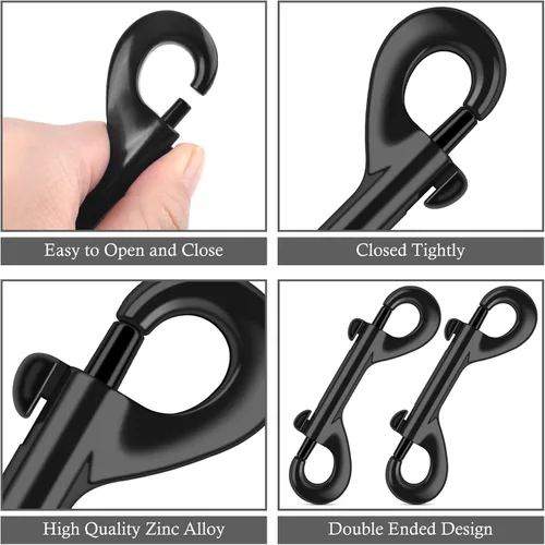Vista 2 de ERKOON Ganchos de doble extremo de 3.5 pulgadas, capacidad de carga de 110 libras, clips de aleación de zinc de doble cara, resistentes para correas