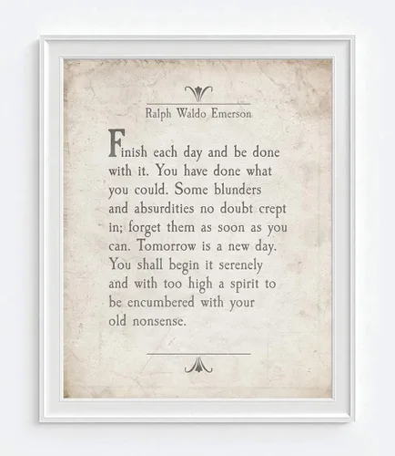 Vista 2 de Impresiones de arte de cita de Ralph Waldo Emerson, juego de 4, sin marco, señal literaria vintage inspiradora y motivacional, tamaños