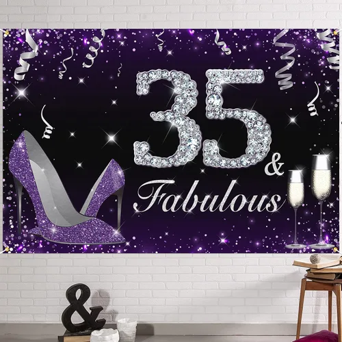 Vista 14 de HAMIGAR Fabuloso telón de fondo de cumpleaños tacones altos morados