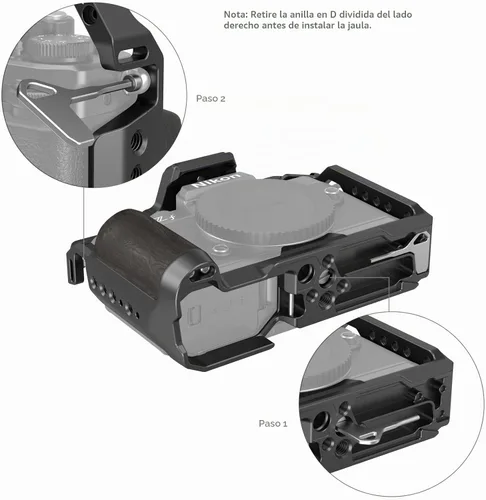 Vista 4 de SmallRig Zf - Jaula para cámara Nikon Z f, con agarre ergonómico de ébano, placa de liberación rápida integrada para Arca para encender rápidamente