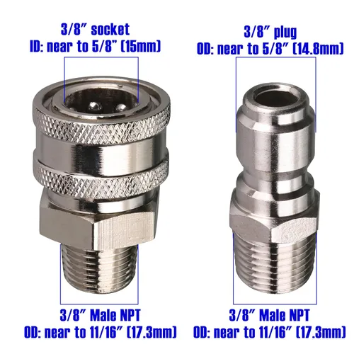 Vista 4 de Tool Daily Juego de adaptadores para hidrolimpiadora, Adaptador de lavadora a presión, Kit de conexión rápida de 3/8 pulgadas, M22 0.551 in a M22