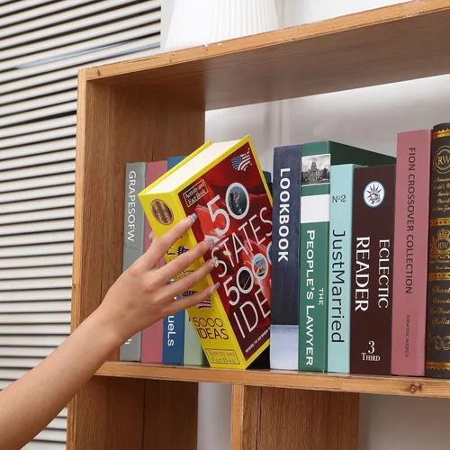 Vista 2 de Caja fuerte con diseño de páginas reales de 50 estados con cerradura de combinación, cajas de seguridad para guardar libros para artículos