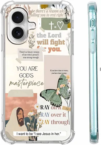 Vista 50 de Funda para Celular con Versículos de la Biblia, Colocación de Citas Cristianas de Jesús, Diseño Collage, Funda Protectora Suave de TPU de Moda