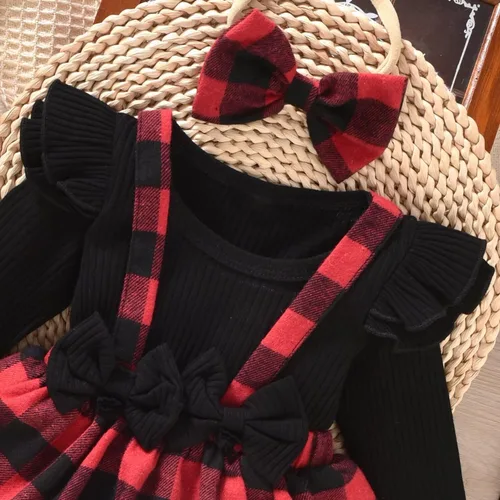 Vista 135 de Unutiylo Ropa de bebé recién nacida prematura con tirantes, traje de otoño e invierno, traje de manga larga con volantes