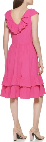Vista 3 de Calvin Klein Vestido sin mangas con volantes plisados laterales para mujer