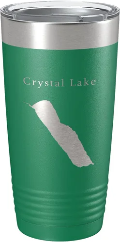 Vista 20 de Crystal Lake Map Tumbler Travel Mug Insulated Laser Engraved Coffee Cup Vermont 20 oz Black