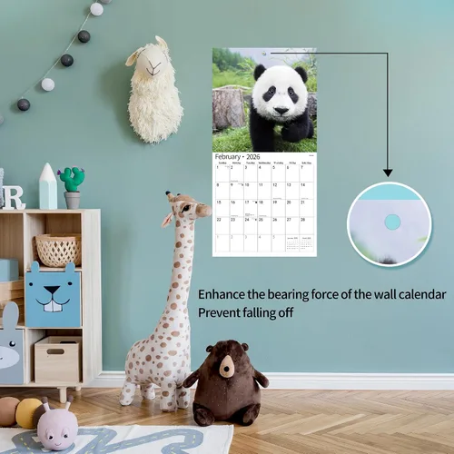 Vista 4 de Calendario de Pared 2026, Calendario 2026, Noviembre 2025 - Diciembre 2026, Calendario de Pared de Animales Bebés, 12" x 24" Abierto, Meses