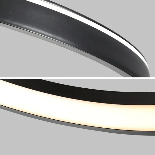 Vista 8 de Modern Creative Ring Shape Pendant Lights 6000K White Light Ceiling Hanging Lighting Nordic Aluminum Chandelier for Bedroom Living Room(Dark,50CM)