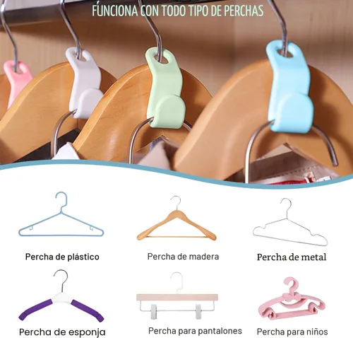 Vista 5 de 100 piezas de colgador de ahorro de espacio – Conector de suspensión de ropa que ahorra espacio con ganchos apilables y conexión en cascada