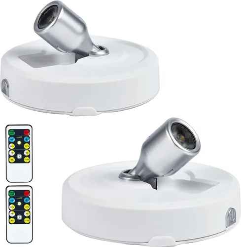 Vista 11 de Foco inalámbrico a pilas con control remoto, paquete de 2 luces para debajo del armario con función de temporizador para debajo del mostrador