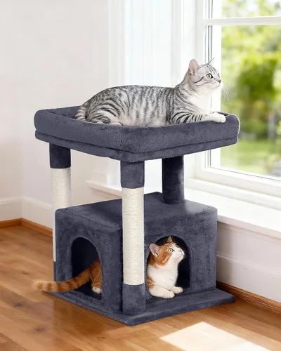 Vista 6 de Árbol para gatos grande, Cama en percha grande de 19 * 15.8 pulgadas para gatos adultos, Torre para gatos de 23.6 pulgadas con poste para rascar