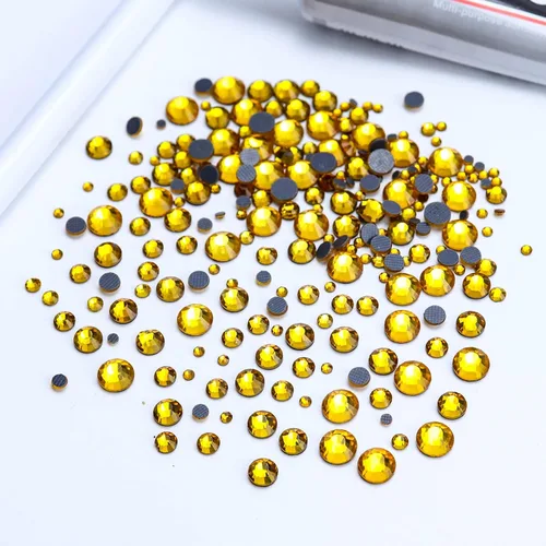 Vista 2 de 6400 diamantes de imitación termoadhesivos de cristal, diamantes de imitación de topacio con parte trasera plana para manualidades, ropa, piedras