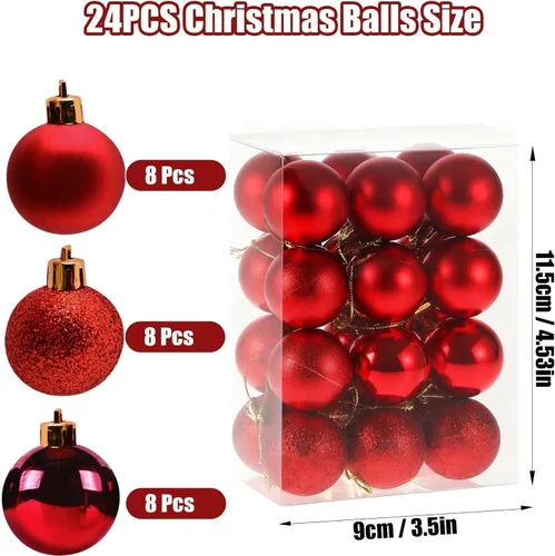 Vista 2 de 24 piezas de bolas de Navidad, 3 cm / 1.2" Bolas de Navidad, bolas de árbol de Navidad reutilizables, adornos de Navidad, bolas de Navidad