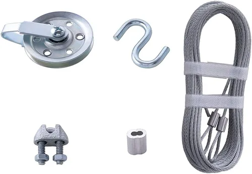Vista 5 de HOME MASTER HARDWARE Kit de reemplazo de cable y polea, 4 poleas resistentes de 3 pulgadas, 2 cables galvanizados para aeronaves, diámetro 3/32, 12