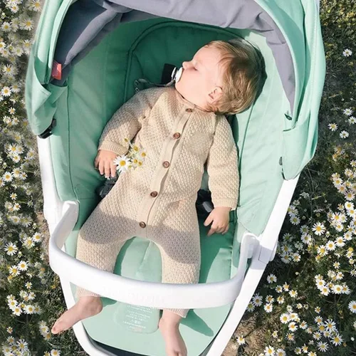 Vista 2 de mimixiong Mameluco de algodón para bebé recién nacido, ropa de punto de manga larga para niños y niñas con gorro cálido