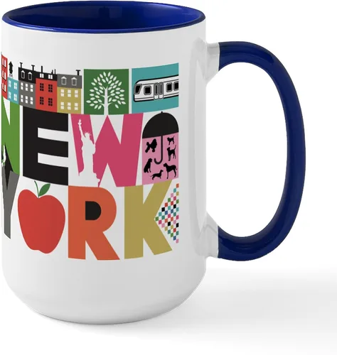 Vista 30 de CafePress New York Republic Tazas de cerámica de 15 oz (15.0 fl oz)
