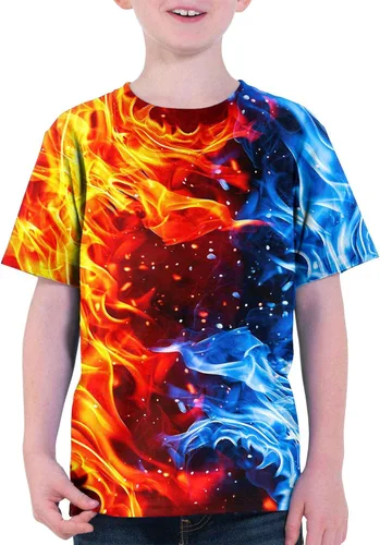 Vista 3 de Asylvain Camisetas de manga corta con estampado 3D para niños de 6 a 16 años