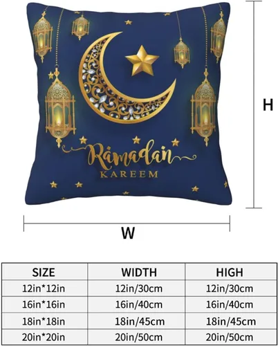 Vista 4 de Juego de 2 fundas de almohada Ramadan Kareem de 18 x 18 pulgadas, regalos para almohadas de sofá, decoración