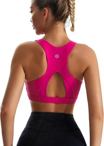 Vista 4 de RUNNING GIRL High Impact Sports Bras for Women,Racerback Running Bra Workout Crop Tank Tops Longline Sports Bra Push up
