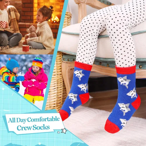 Vista 6 de Eocom 6 pares de calcetines de invierno cálidos de lana para niños y niñas