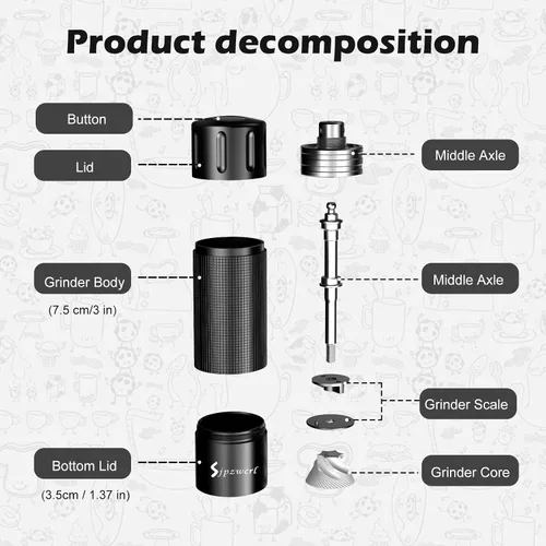 Vista 7 de Molinillo de pimienta profesional manual – Molinillo de pimienta de aluminio resistente, molinillo de especias de aluminio con grosor ajustable
