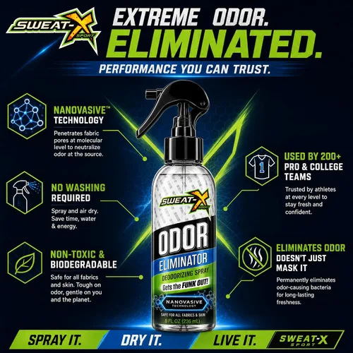 Vista 6 de Spray eliminador de olores SWEATX, Active Fresh, 8 onzas líquidas Para zapatos, ropa, ropa deportiva y todos los días