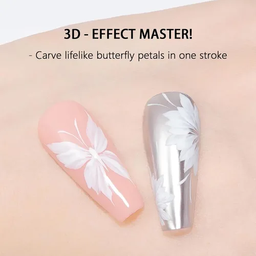 Vista 5 de Cepillo de uñas triangular para dibujar flores y mariposas 3D, pinceles de arte de uñas con mango acrílico Aurora, herramienta de diseño de uñas