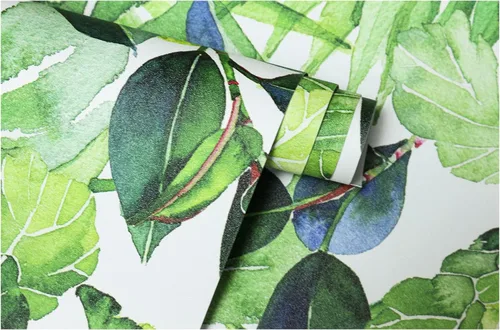 Vista 7 de HAOKHOME Papel tapiz tropical para despegar y pegar, hojas de palma, bosque de selva, papel de pared extraíble para decoración del hogar, 17.7 x 118