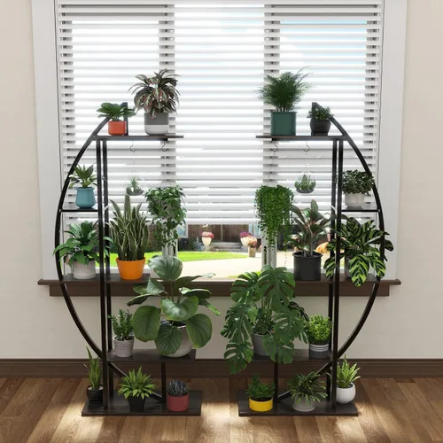 Vista 5 de GDLF Soporte alto para plantas, estante grande para plantas de interior, 71 pulgadas, estante de metal con gancho para colgar, diseño más alto