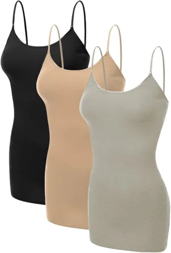 Vista 192 de Emmalise Camisola larga casual básica para mujer, con tirantes ajustables, top en capas