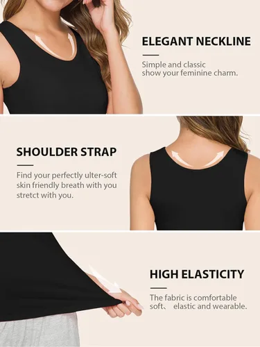 Vista 4 de AMVELOP - Camiseta básica sin mangas para mujer, ropa interior, camiseta sin mangas en paquete de 2-4