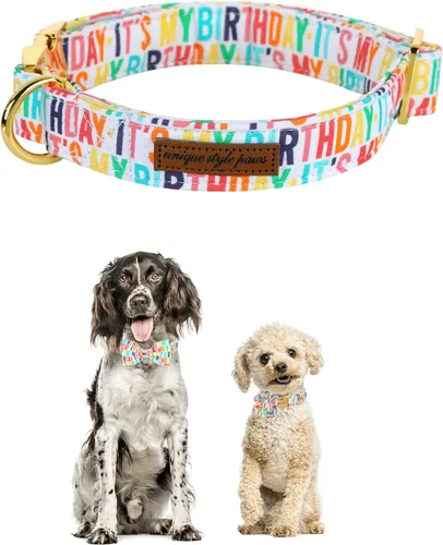 Vista 96 de Unique style paws - Collar para perros con corbatín, collar ajustable para perros y gatos, pequeño, mediano y grande