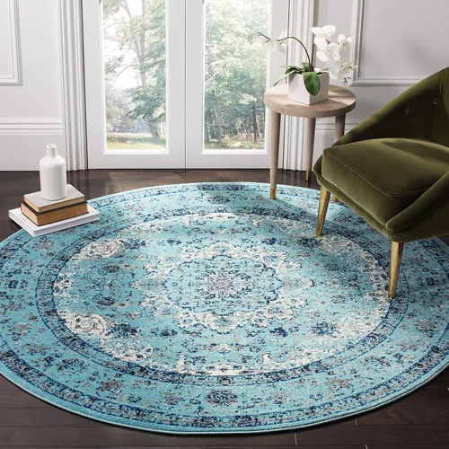 Vista 12 de SAFAVIEH Evoke Collection EVK220B Medallón oriental shabby chic de 2'2" x 4', color gris/dorado, no desprende pelusa, alfombra de acento para sala