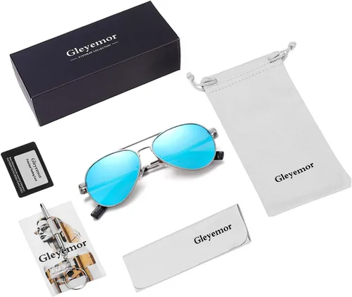 Vista 7 de Gleyemor Gafas de sol de aviador pequeñas para mujeres y hombres, marco pequeño de 2.047 in, polarizados, aviadores para cara pequeña