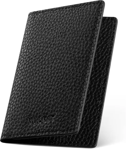 Vista 10 de VULKIT - Tarjetero de cuero para tarjetas de visita de dos lados, organizador delgado de tarjetas de nombre para negocios para hombres o mujeres