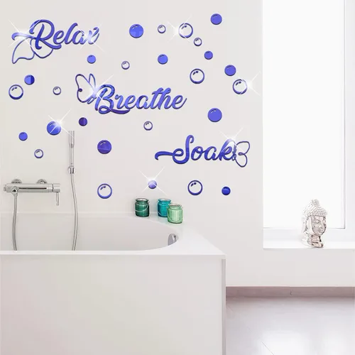 Vista 6 de 60 calcomanías de pared de espejo acrílico 3D, decoración de baño, bricolaje, espejo extraíble, calcomanías de pared, calcomanías decorativas