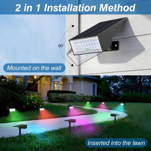 Vista 5 de Focos solares para exteriores con indicador de nivel de batería de 4 LED 2-Blanco fresco