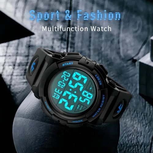 Vista 6 de Reloj deportivo digital para hombre, resistente al agua, pantalla LED, esfera grande, relojes militares para hombres, reloj militar